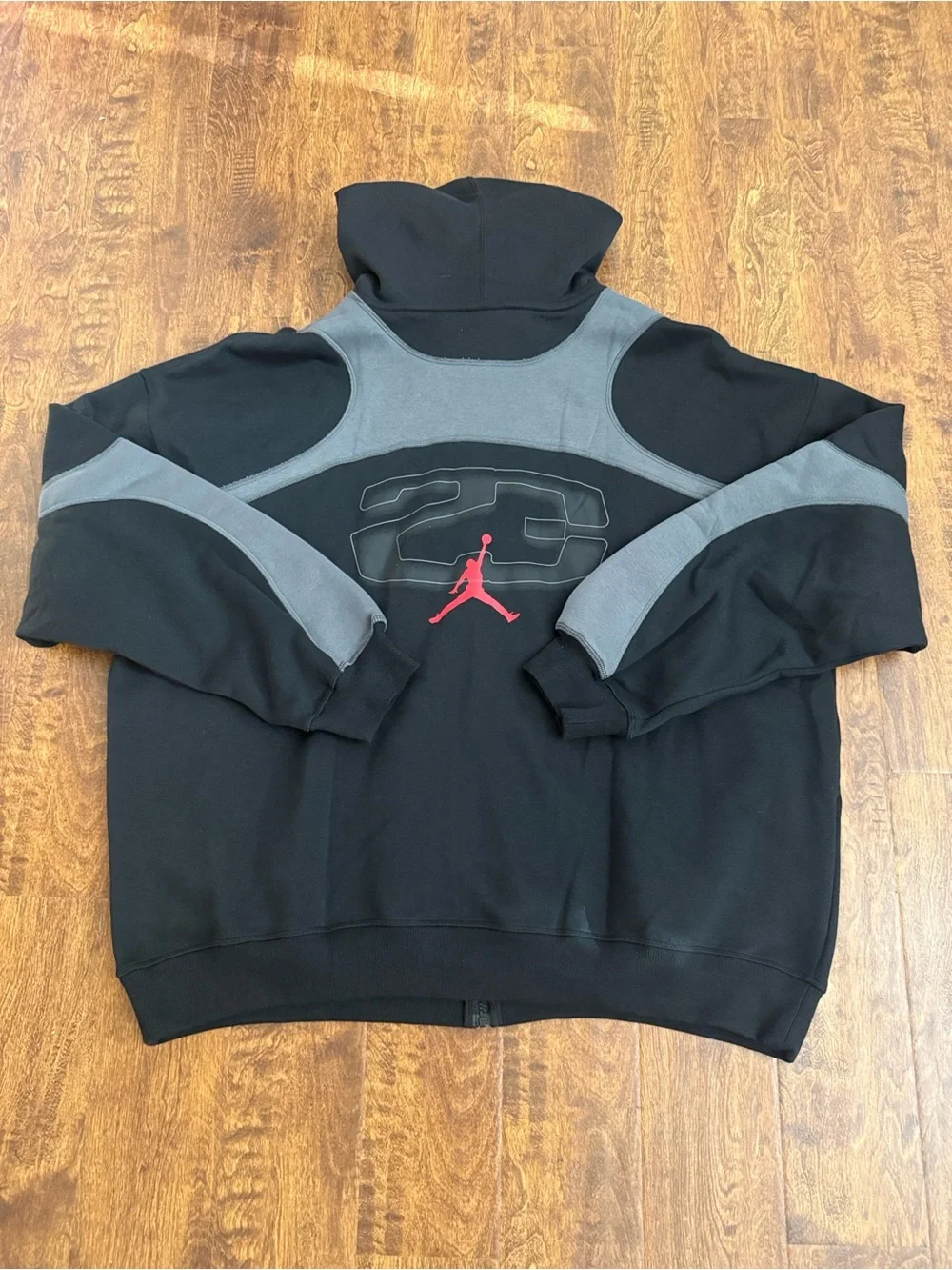 Jordan Black and Gray Full-Zip Hoodie